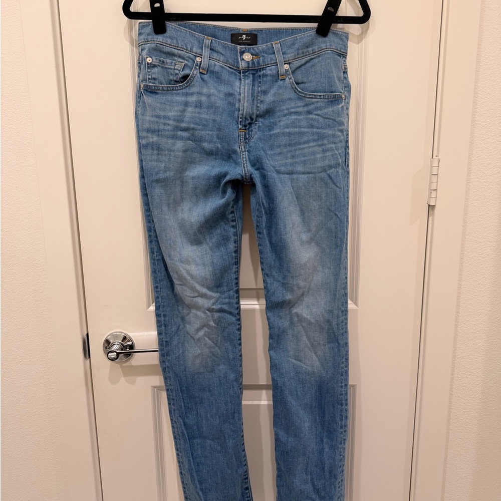 7 For All Mankind Women's Straight Leg Medium Wash Jeans